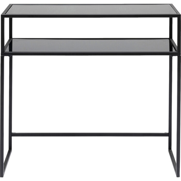 Kare Design Loft Konsolbord       Hylde Glas Og Sort Stål  85x30