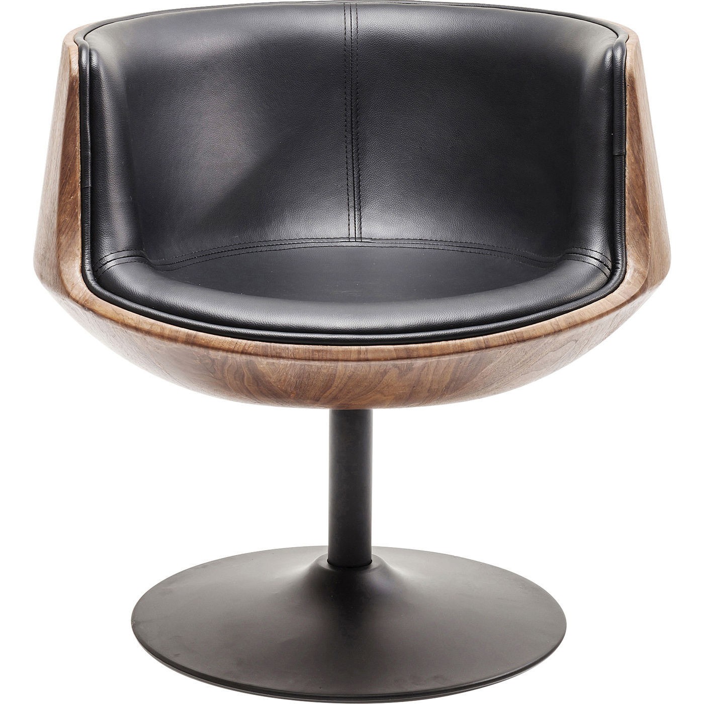 Kare Design Swivel Club 54 Lænestol Valnød Sort Kunstlæder Og Stålstel Drejefunktion