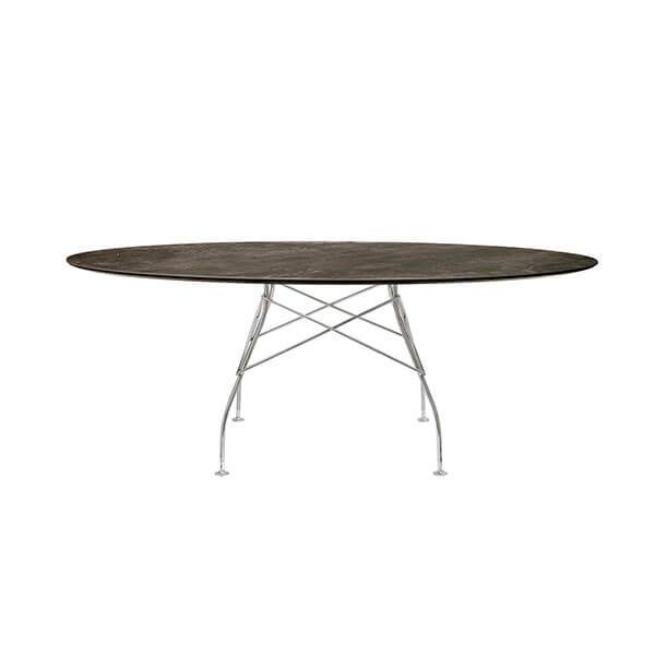 Kartell Glossy Spisebord 192x118 Cm  Aged Bronze Krom Stel  : Erling Christensen Møbler