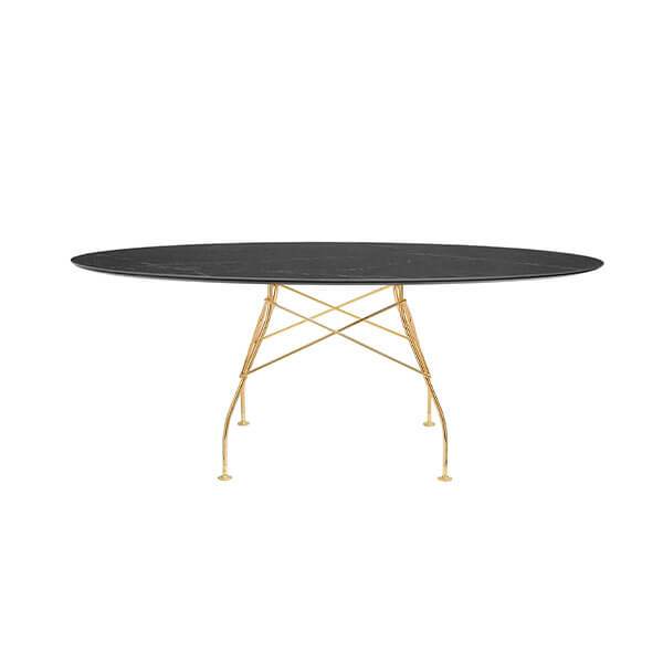 Kartell Glossy Spisebord 192x118 Cm  Black Guld Stel  : Erling Christensen Møbler