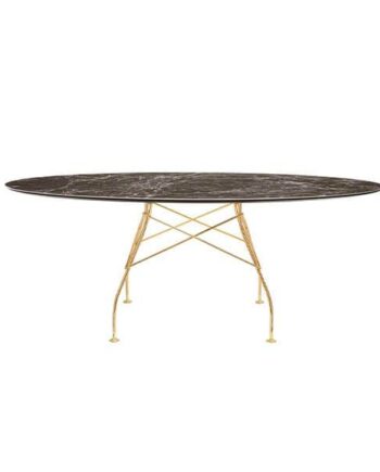Kartell Glossy Spisebord 192x118 Cm  Brown Emperador Guld Stel  : Erling Christensen Møbler
