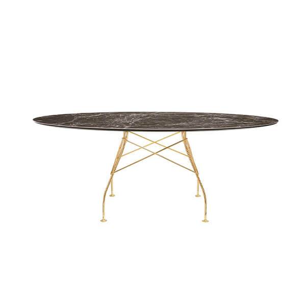 Kartell Glossy Spisebord 192x118 Cm  Brown Emperador Guld Stel  : Erling Christensen Møbler
