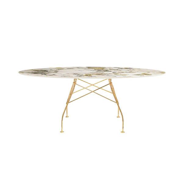 Kartell Glossy Spisebord 192x118 Cm  Symphonie- Guld Stel  : Erling Christensen Møbler