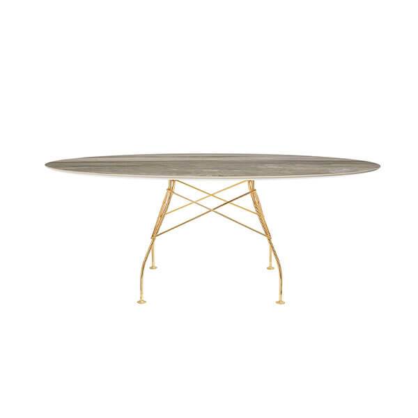 Kartell Glossy Spisebord 192x118 Cm  Tropical Grey Guld Stel  : Erling Christensen Møbler