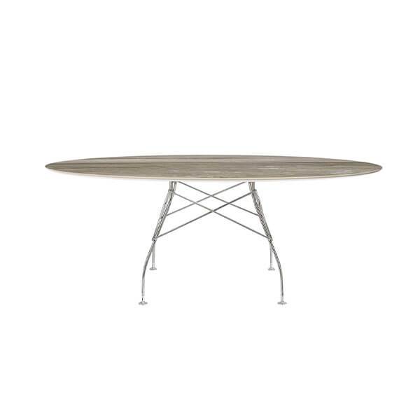 Kartell Glossy Spisebord 192x118 Cm  Tropical Grey Krom Stel  : Erling Christensen Møbler