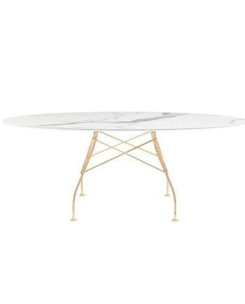 Kartell Glossy Spisebord 192x118 Cm  White Guld Stel  : Erling Christensen Møbler
