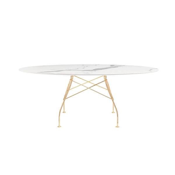 Kartell Glossy Spisebord 192x118 Cm  White Guld Stel  : Erling Christensen Møbler