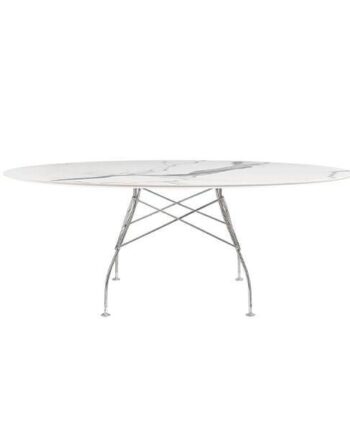 Kartell Glossy Spisebord 192x118 Cm  White Krom Stel  : Erling Christensen Møbler