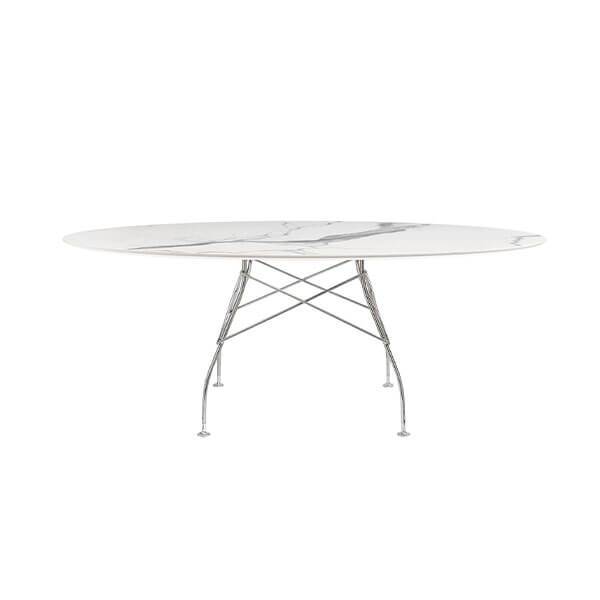 Kartell Glossy Spisebord 192x118 Cm  White Krom Stel  : Erling Christensen Møbler