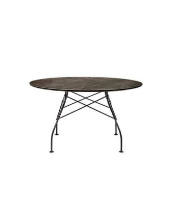 Kartell Glossy Spisebord ø128 Cm  Aged Bronze Sort Stel  : Erling Christensen Møbler