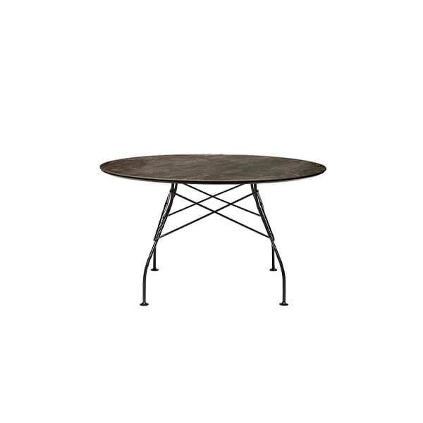 Kartell Glossy Spisebord ø128 Cm  Aged Bronze Sort Stel  : Erling Christensen Møbler