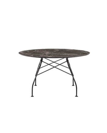 Kartell Glossy Spisebord ø128 Cm  Emperador Sort Stel  : Erling Christensen Møbler