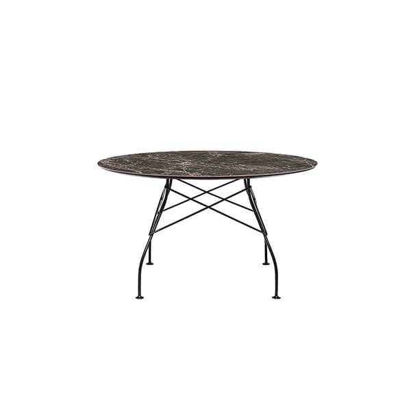 Kartell Glossy Spisebord ø128 Cm  Emperador Sort Stel  : Erling Christensen Møbler