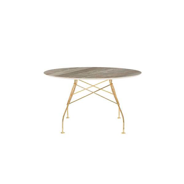 Kartell Glossy Spisebord ø128 Cm  Tropical Grey Guld Stel  : Erling Christensen Møbler