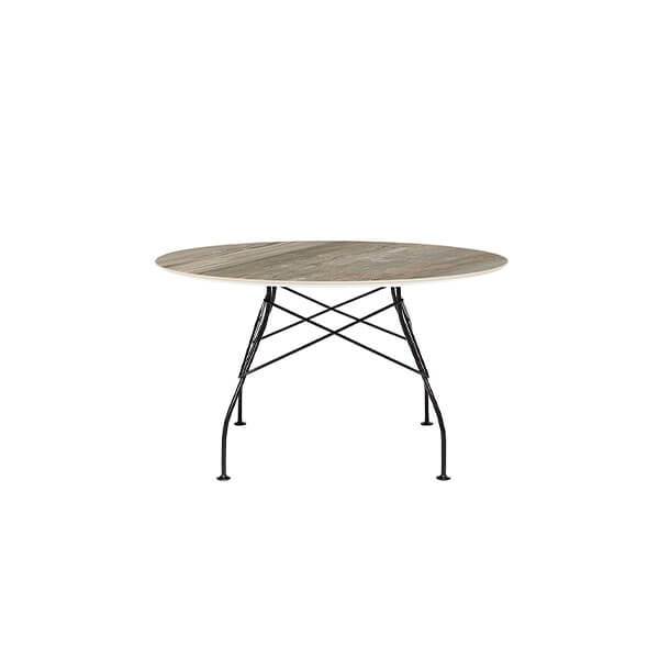 Kartell Glossy Spisebord ø128 Cm  Tropical Grey Sort Stel  : Erling Christensen Møbler