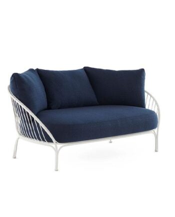 Kartell Hiray Sofa Med Hynder Hvidt Stel Med Blå Hynder  : Erling Christensen Møbler