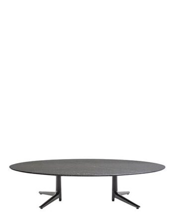 Kartell Multiplo Low Ovalt Sofabord Sort Marmor
