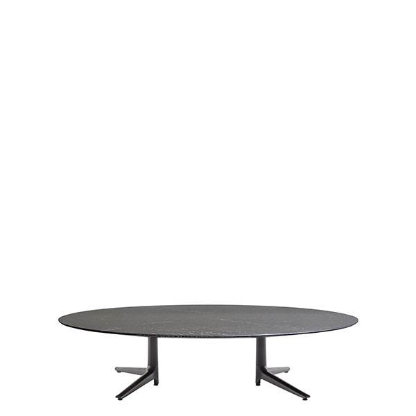 Kartell Multiplo Low Ovalt Sofabord Sort Marmor