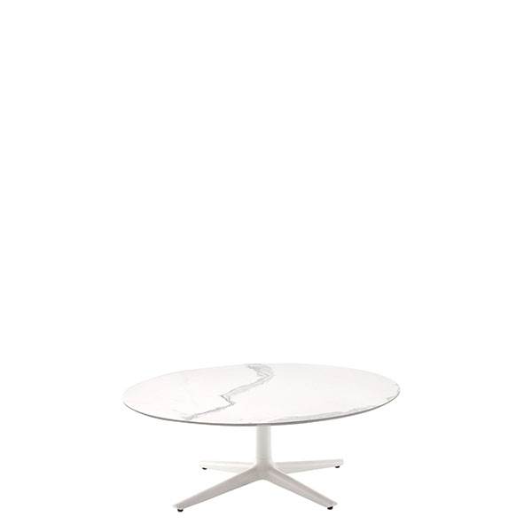 Kartell Multiplo Low Rundt Sofabord Hvid Marmor