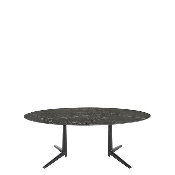 Kartell Multiplo   Ovalt Spisebord Sort Marmor
