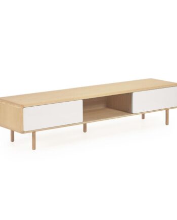 Kave Home Anielle Tv-bord       Skydelåger Grå Natur Askefinér Asketræ  180x41