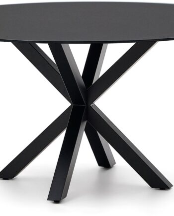 Kave Home Arya Rundt Spisebord ø150 Cm Sort Stål Glas