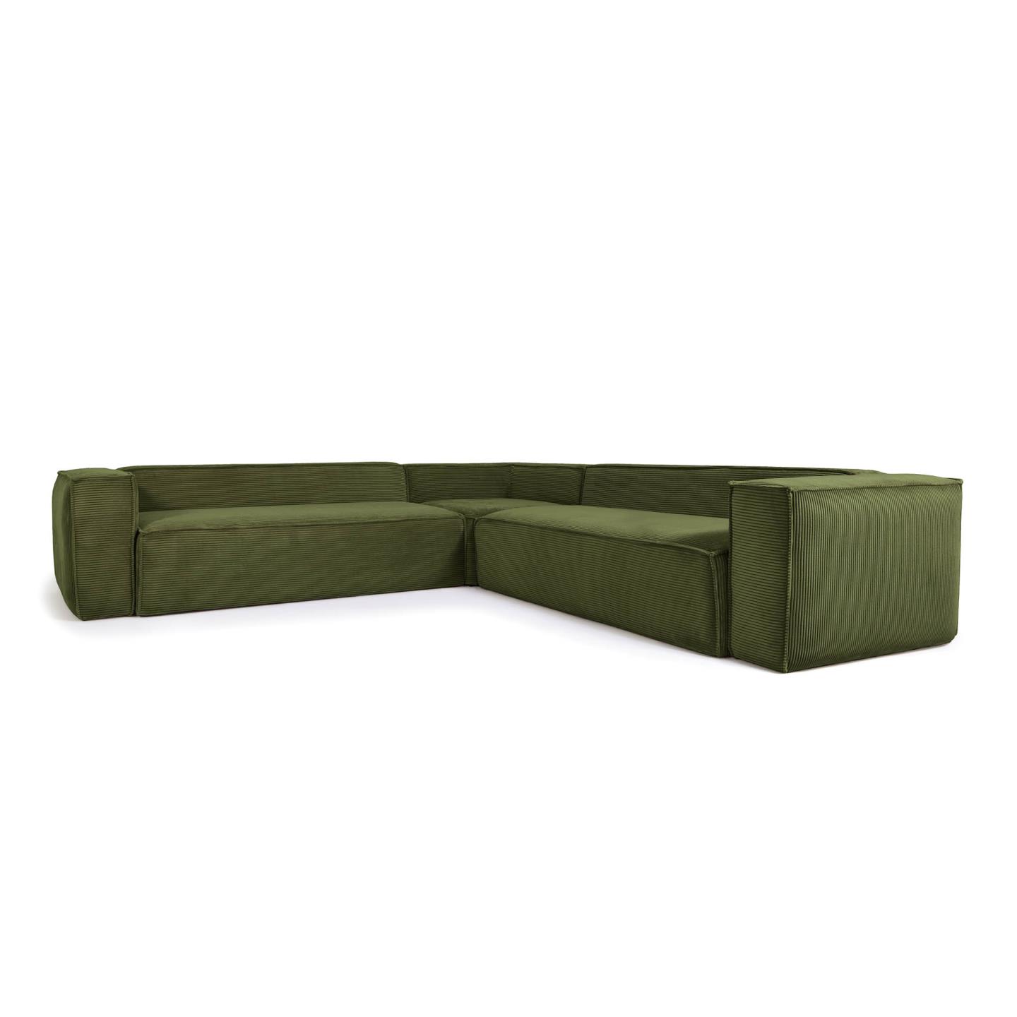 Kave Home Blok Hjørnesofa Grøn Corduroy Fløjl 320x320