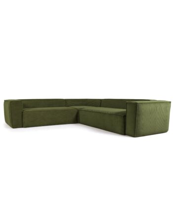 Kave Home Blok Hjørnesofa Grøn Corduroy Fløjl  290x290
