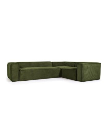 Kave Home Blok Hjørnesofa Grøn Corduroy Fløjl  320x230 Cm