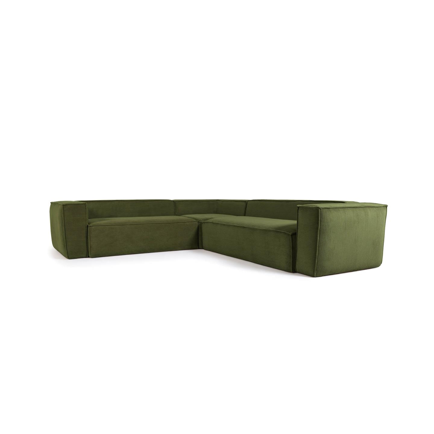 Kave Home Blok Hjørnesofa Grøn Corduroy Fløjl 290x290