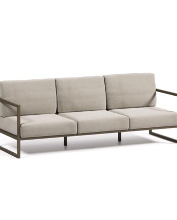 Kave Home Comova   Pers  Havesofa Lysegrå Stof Og Grøn Aluminium