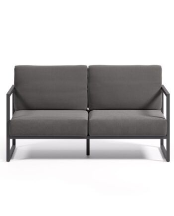 Kave Home Comova   Pers  Havesofa Mørkegrå Stof Og Sort Aluminium