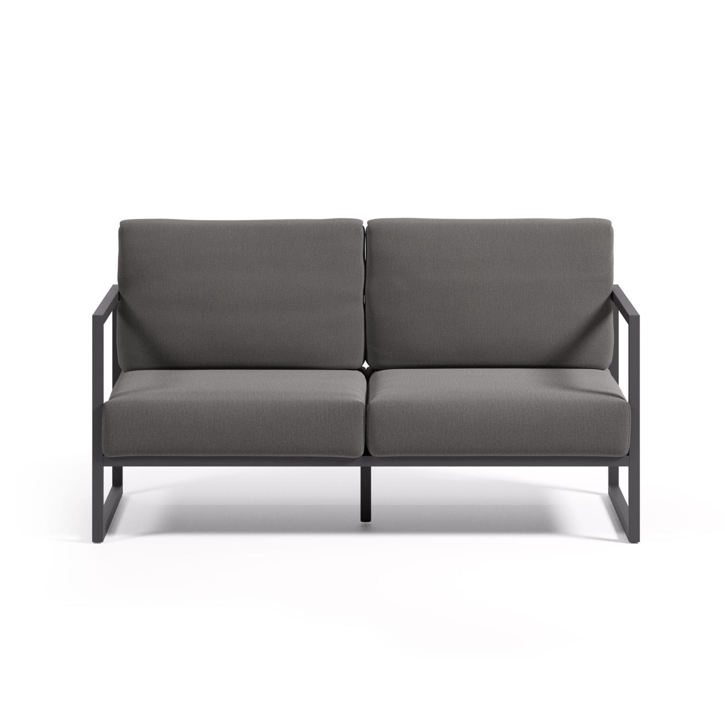 Kave Home Comova   Pers  Havesofa Mørkegrå Stof Og Sort Aluminium