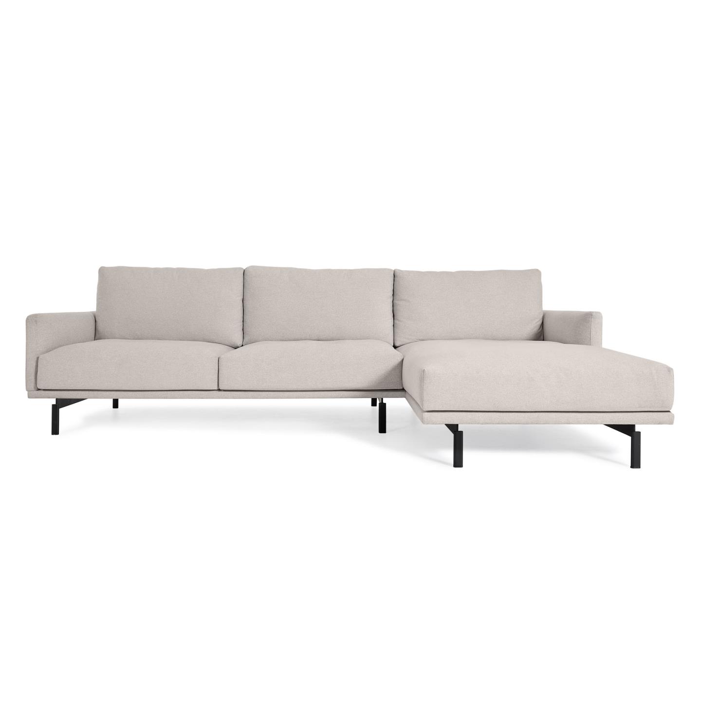 Kave Home Galene   Pers  Sofa     Højre Chaiselong Beige Genbrugsfibre Og Jern