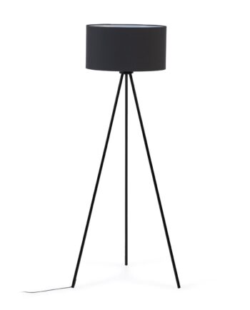 Kave Home Ikia Gulvlampe Sort Bomuld Polyester Og Sort Metal