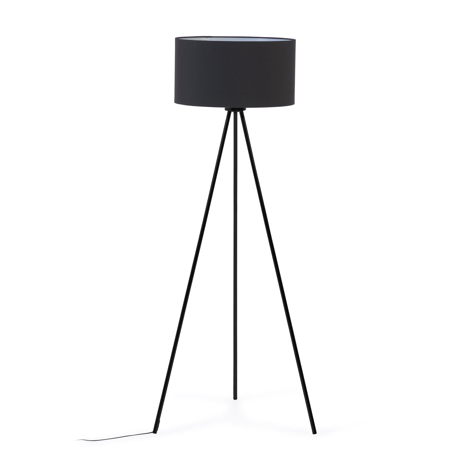 Kave Home Ikia Gulvlampe Sort Bomuld Polyester Og Sort Metal