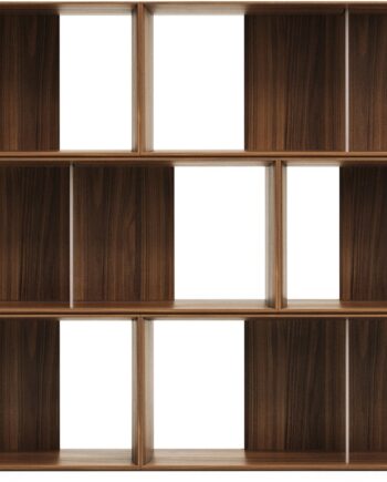Kave Home Litto Bogreol   Moderne Nordisk Reol   Mørk Natur H114xl168xd30 Cm