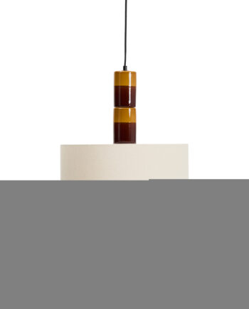 Kave Home Mavran Loftlampe Bomuldsskærm Og Brun Og Sennepsgul Keramik