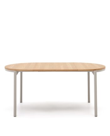 Kave Home Montuiri Rundt Udtrækkeligt Spisebord   Mdf Med Egefinér Og Stål ø90-170 Cm Natur Grå