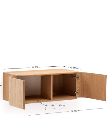Kave Home Salaya Badeværelsesskab  Med   Soft Close Låger Natur Askelamineret Krydsfiner  90x45