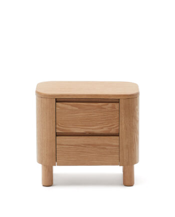 Kave Home Salaya Sengebord       Skuffer Ask Krydsfiner Og Asketræ  55x50