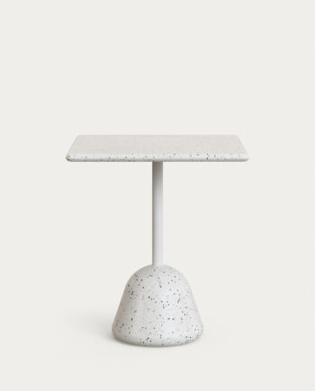 Kave Home Saura Havebord  Kvadratisk Hvid Terrazzo Og Hvid Terrazzo  70x70x75
