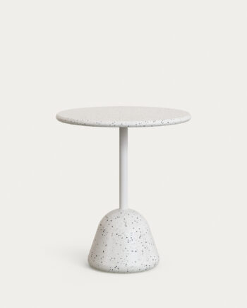 Kave Home Saura Havebord  Rund Hvid Terrazzo Og Hvid Terrazzo  ø70x75