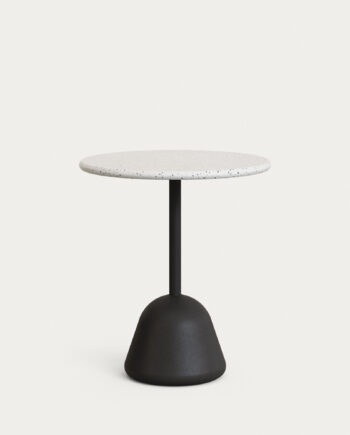 Kave Home Saura Havebord  Rund Hvid Terrazzo Og Sort Cement  ø70x75