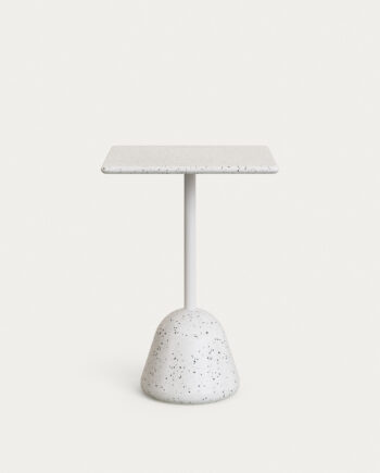 Kave Home Saura Udendørs Høj Barbord  Kvadratisk Hvid Terrazzo Og Hvid Terrazzo  70x70x99
