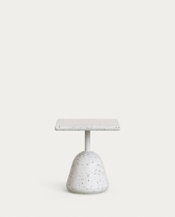 Kave Home Saura Udendørs Sofabord  Kvadratisk Hvid Terrazzo Og Hvid Terrazzo  44x44x48