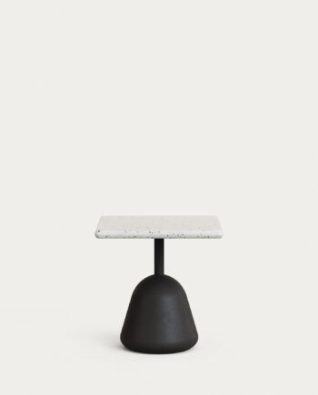 Kave Home Saura Udendørs Sofabord  Kvadratisk Hvid Terrazzo Og Sort Cement  48x48x48