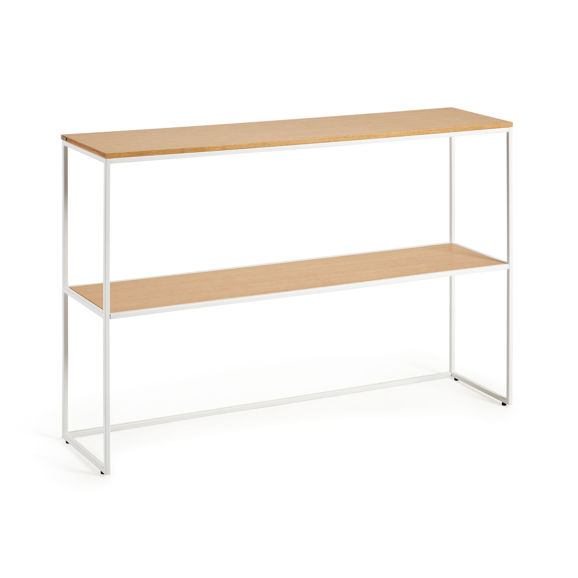 Kave Home Yoana Konsolbord       Hylde Natur Egetræsfinér Og Hvid Jern  120x30