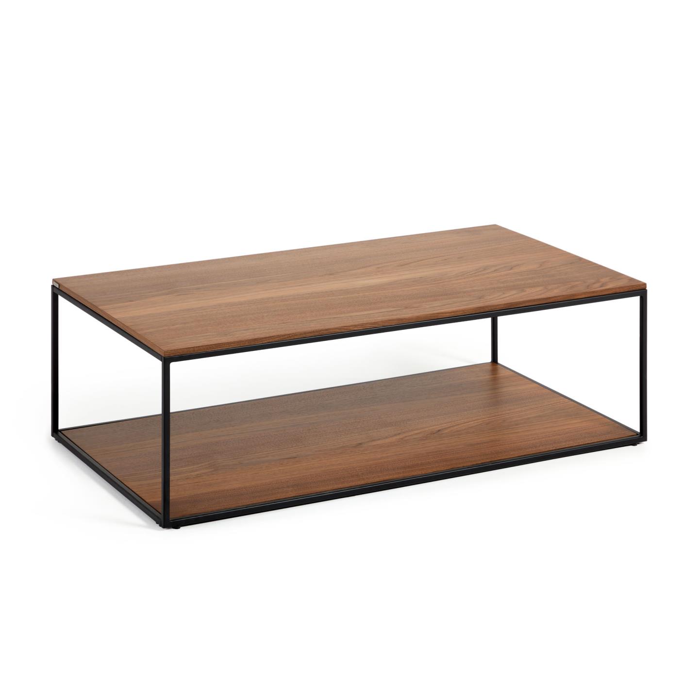 Kave Home Yoana Sofabord       Bund Hylde Brun Valnøddefinér Og Sort Jern  110x60
