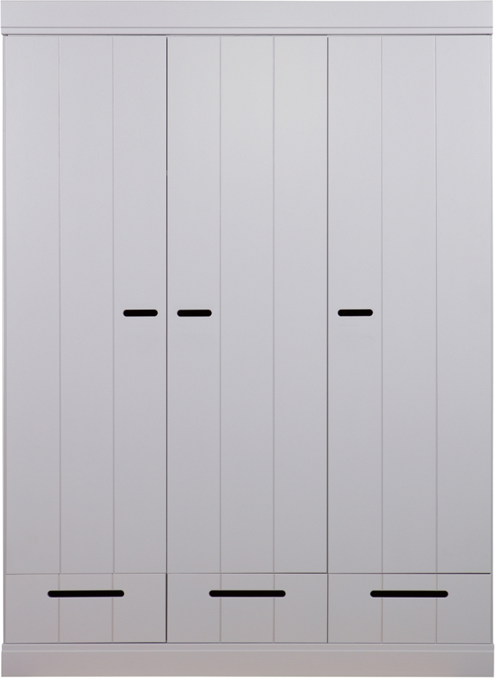 Klædeskab Garderobeskab Woood Connect   Døre   Skuffer Grå Betongrå 195x140x53 Cm